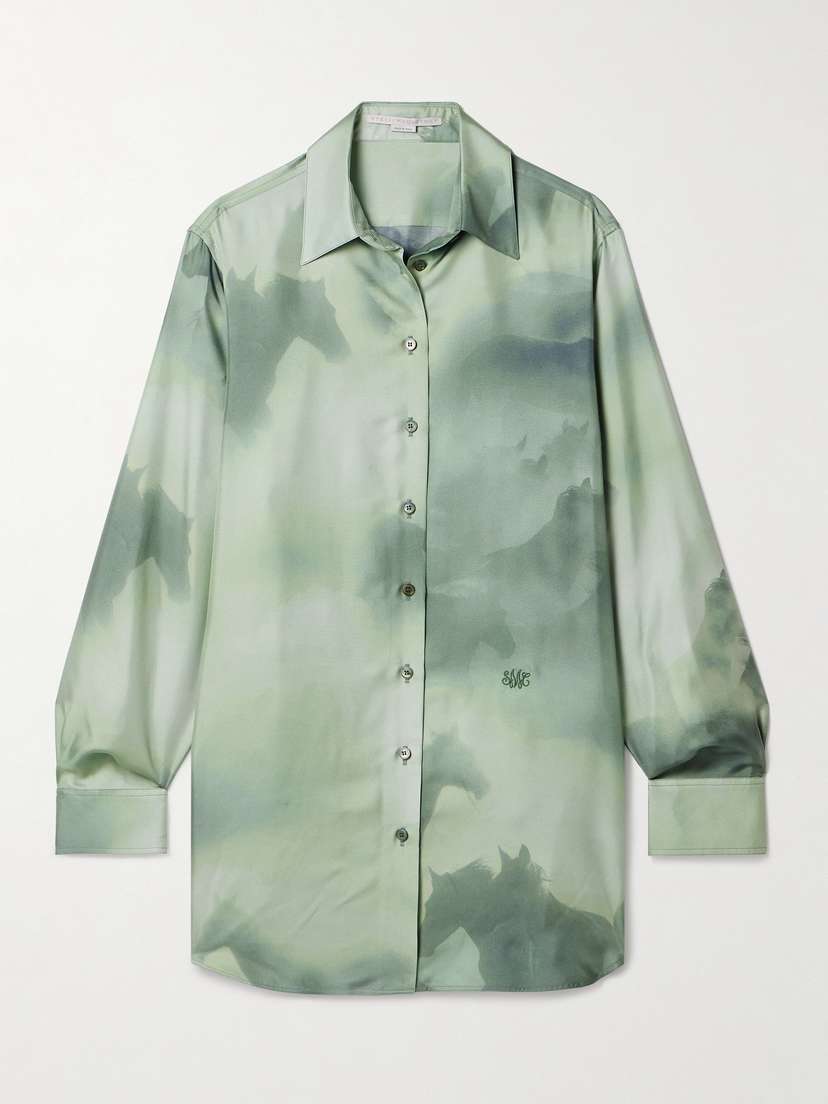 Stella McCartney Oversized Printed Organic Silk-twill Shirt