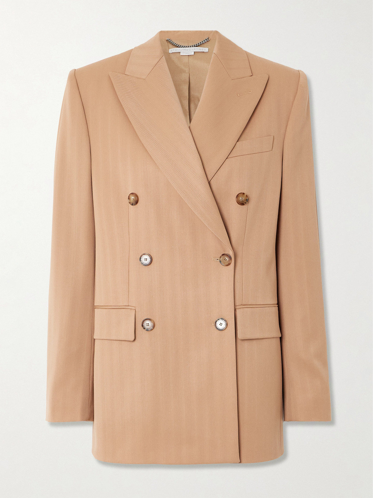 Stella McCartney - Double-breasted Striped Wool-blend Blazer - Light brown