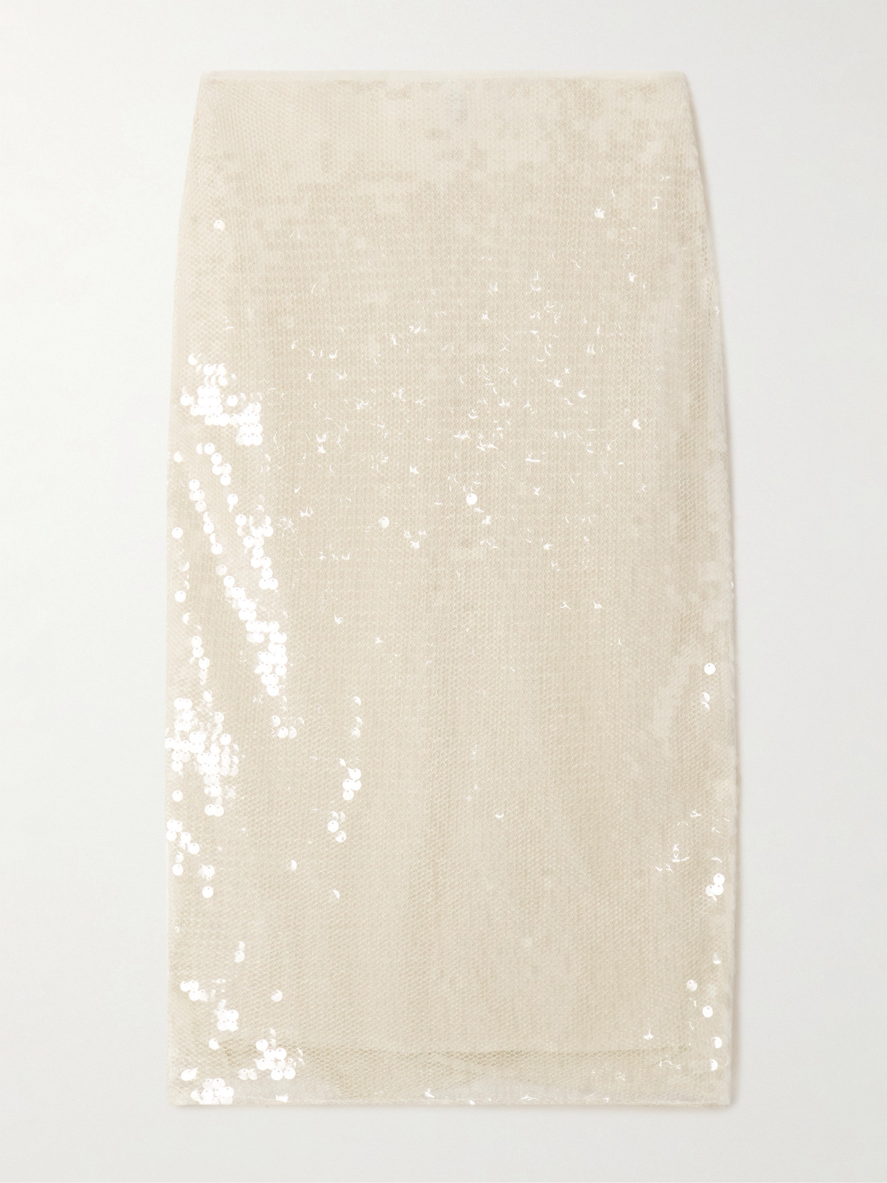 Stella Mccartney Sequined Mesh Midi Skirt In Cream