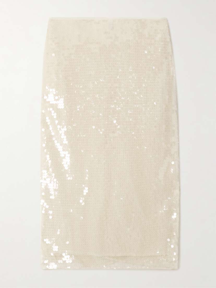 Stella McCartney Sequined Mesh Midi Skirt