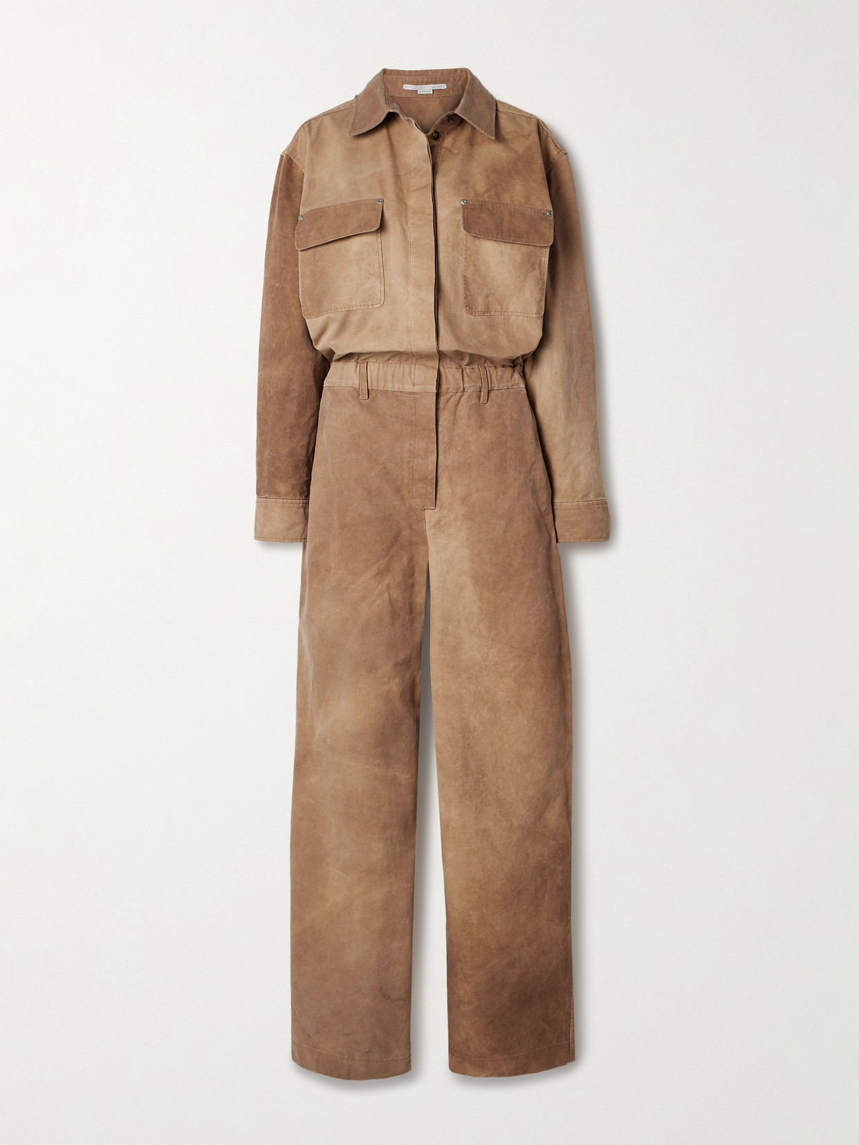 Stella Mccartney Washed Organic Cotton-canvas Jumpsuit In Brown