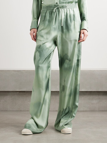 Stella McCartney Printed organic silk-twill pants