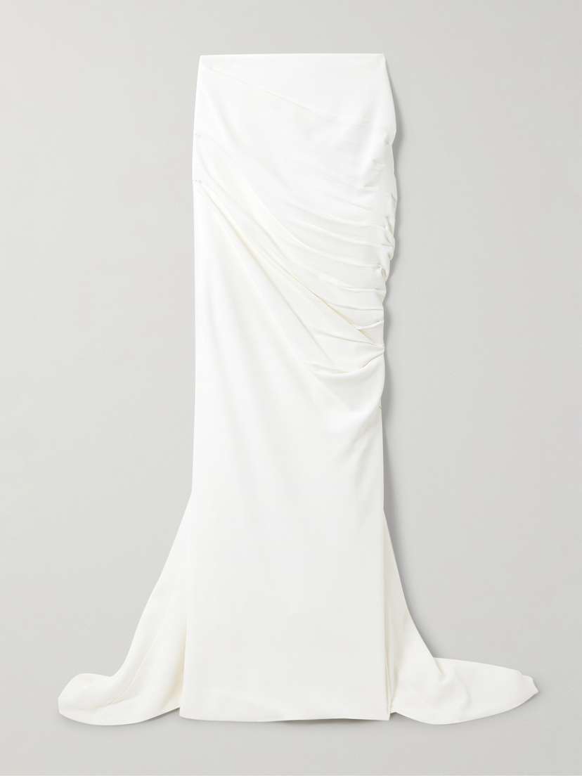 Stella McCartney Train Ruched Crepe Maxi Skirt