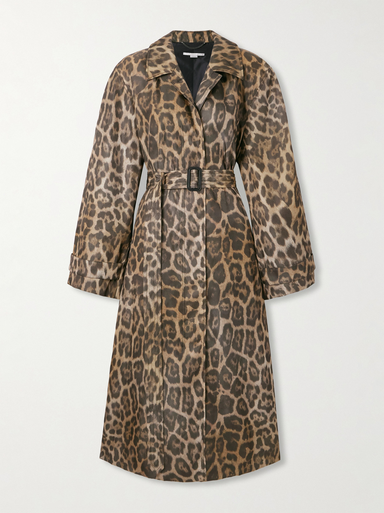 Stella Mccartney Belted Leopard-print Recycled-shell Trench Coat In Animal Print