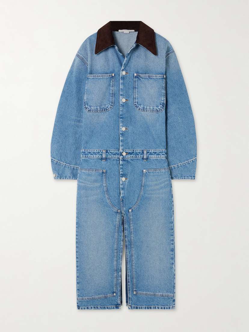 Stella McCartney Corduroy-trimmed Denim Dress