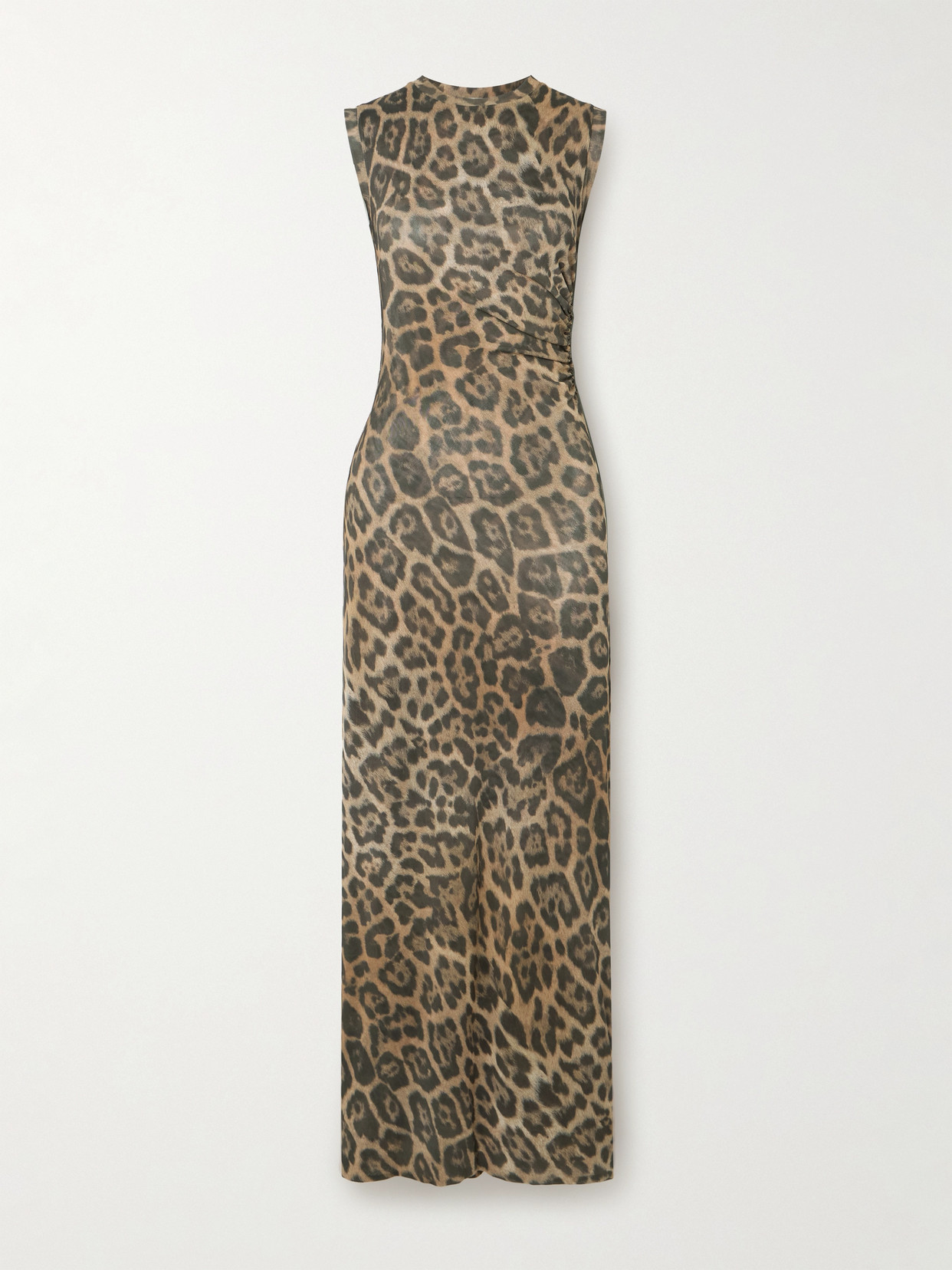 Stella Mccartney Ruched Leopard-print Jersey Midi Dress In Animal Print