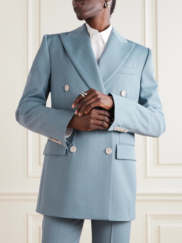 Stella McCartney Double-breasted striped wool-blend blazer