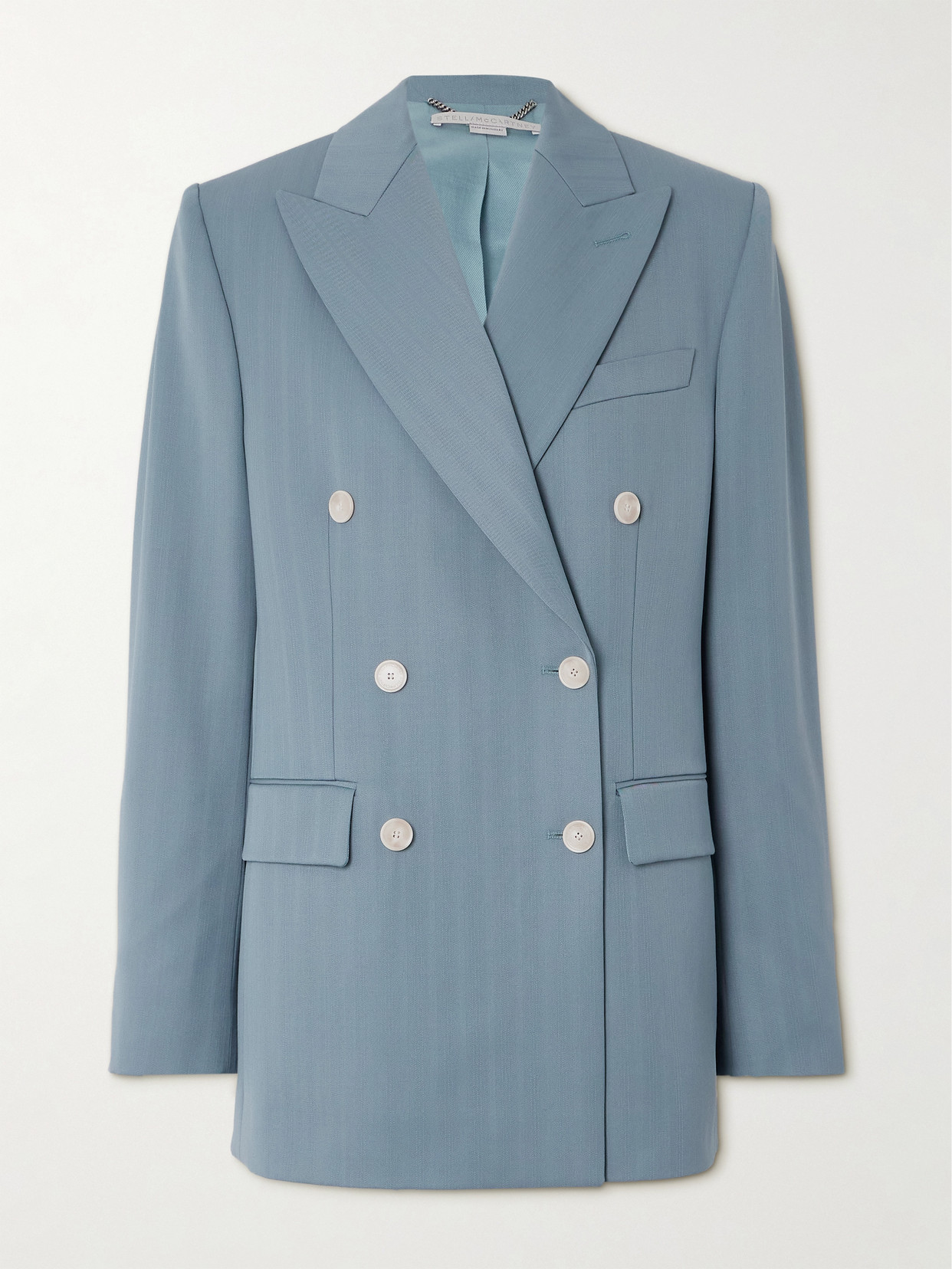 Stella McCartney - Double-breasted Striped Wool-blend Blazer - Light blue