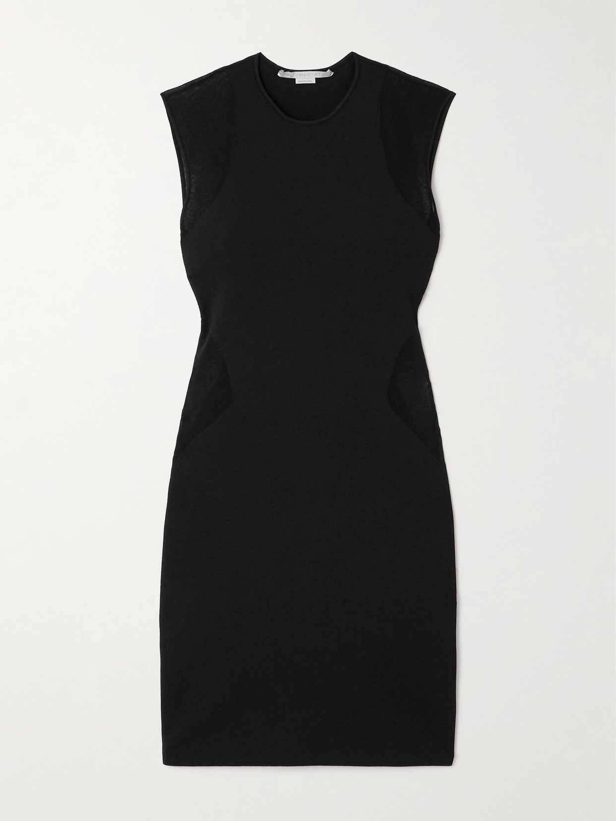 Stella Mccartney Miracle Sleeveless Compact Knit Mini Dress In Black