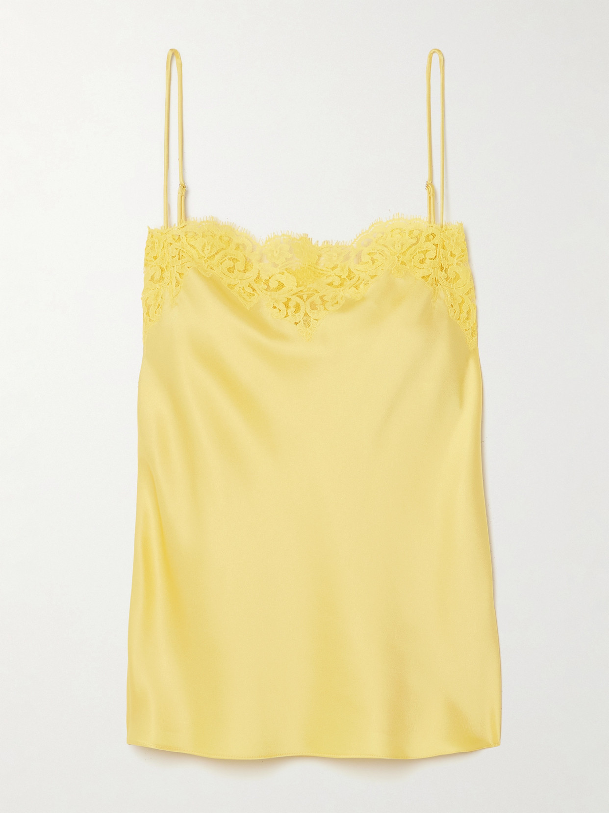 Stella Mccartney Iconic Lace-trimmed Satin Camisole In Yellow