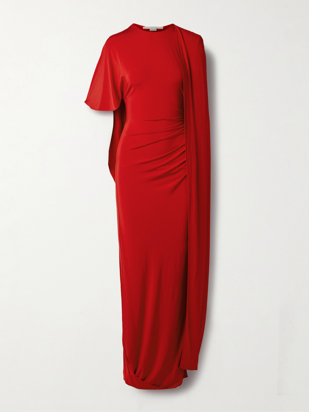 Stella Mccartney Draped Asymmetric Sleeve Gown In Red