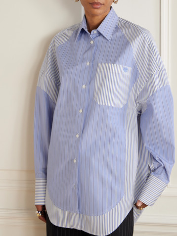 Stella McCartney Paneled striped organic cotton-poplin shirt