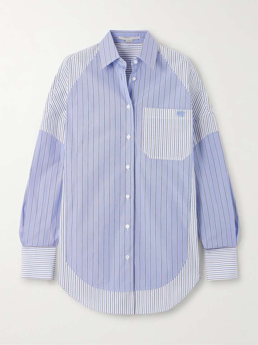 Stella McCartney Paneled Striped Organic Cotton-poplin Shirt