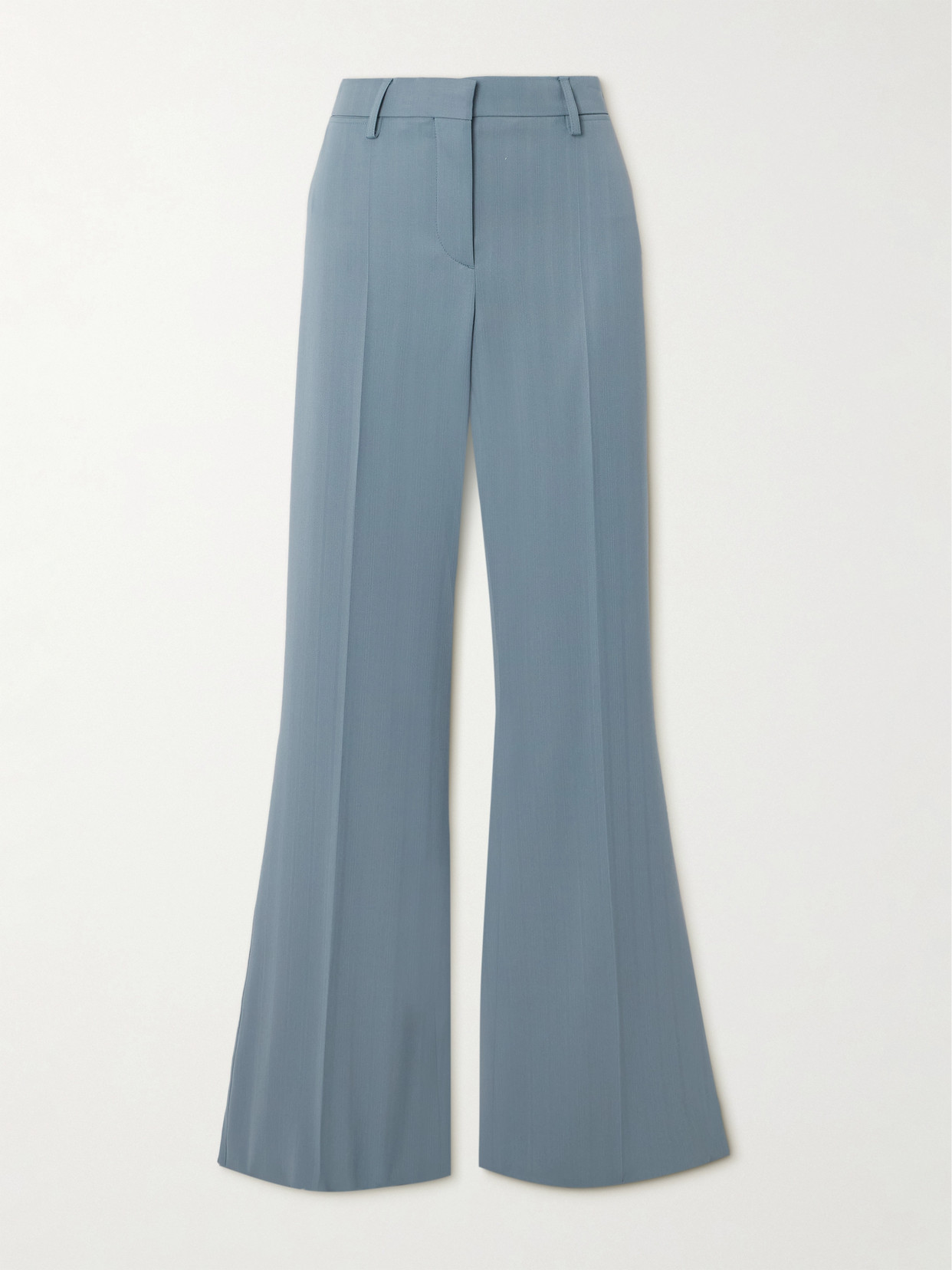 Stella Mccartney Pinstriped Wool-blend Flared Pants In Blue