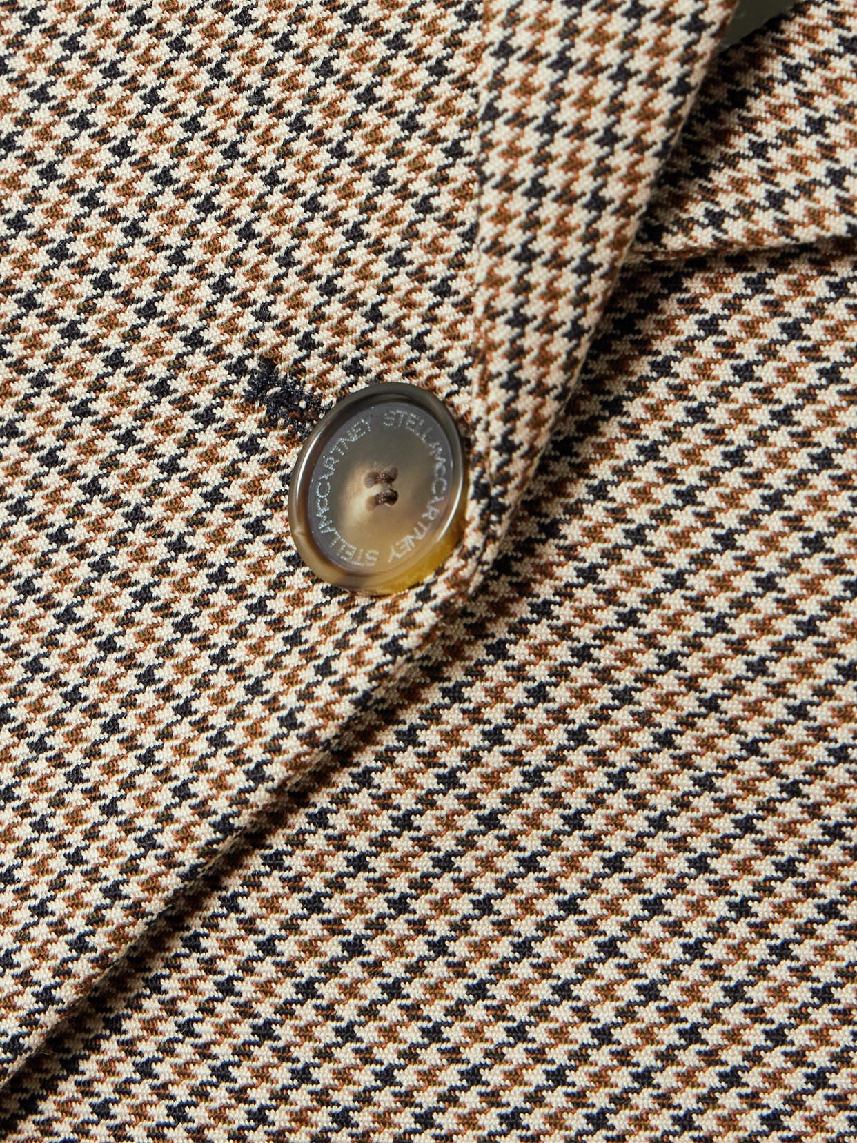 Stella Mccartney Oversized Houndstooth Wool Blazer In Brown