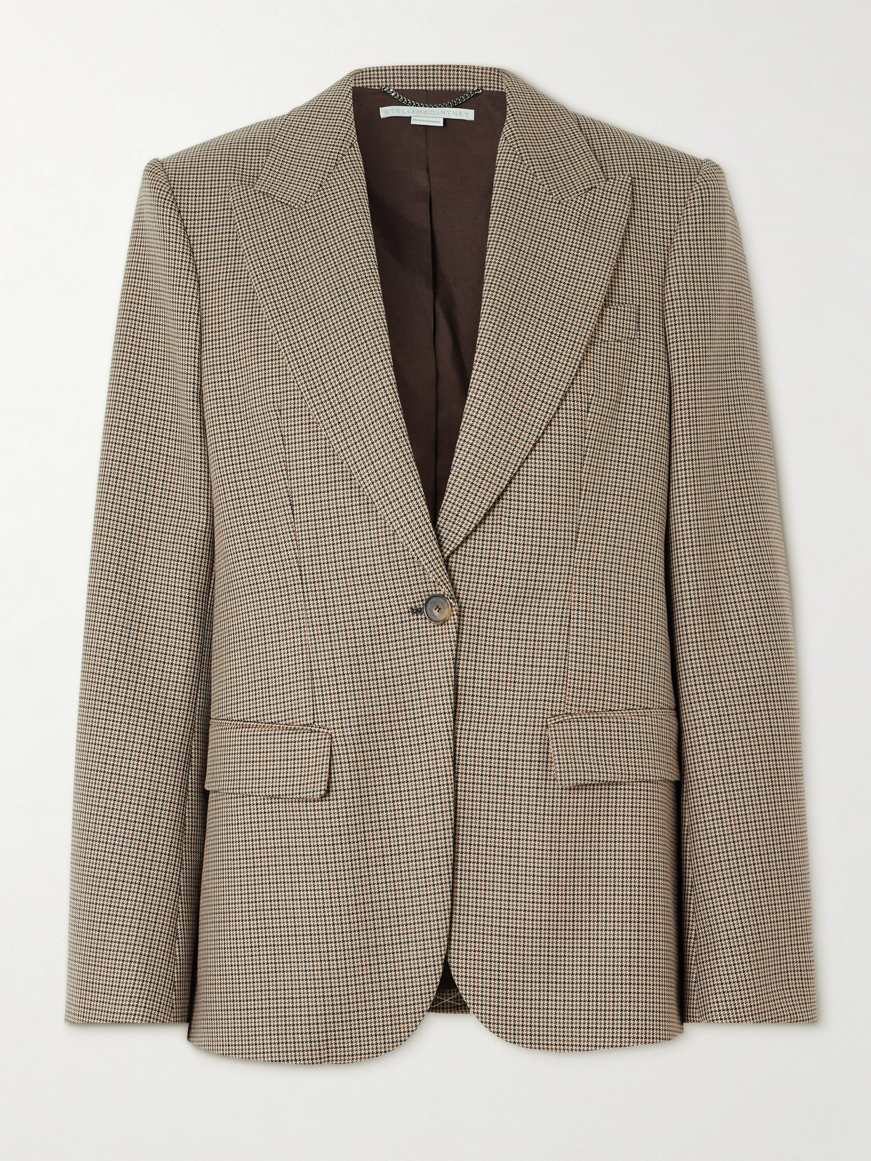 Stella McCartney - Oversized Houndstooth Wool Blazer - Brown