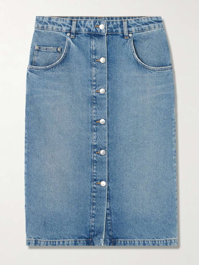 Stella McCartney Embellished Organic Denim Midi Skirt