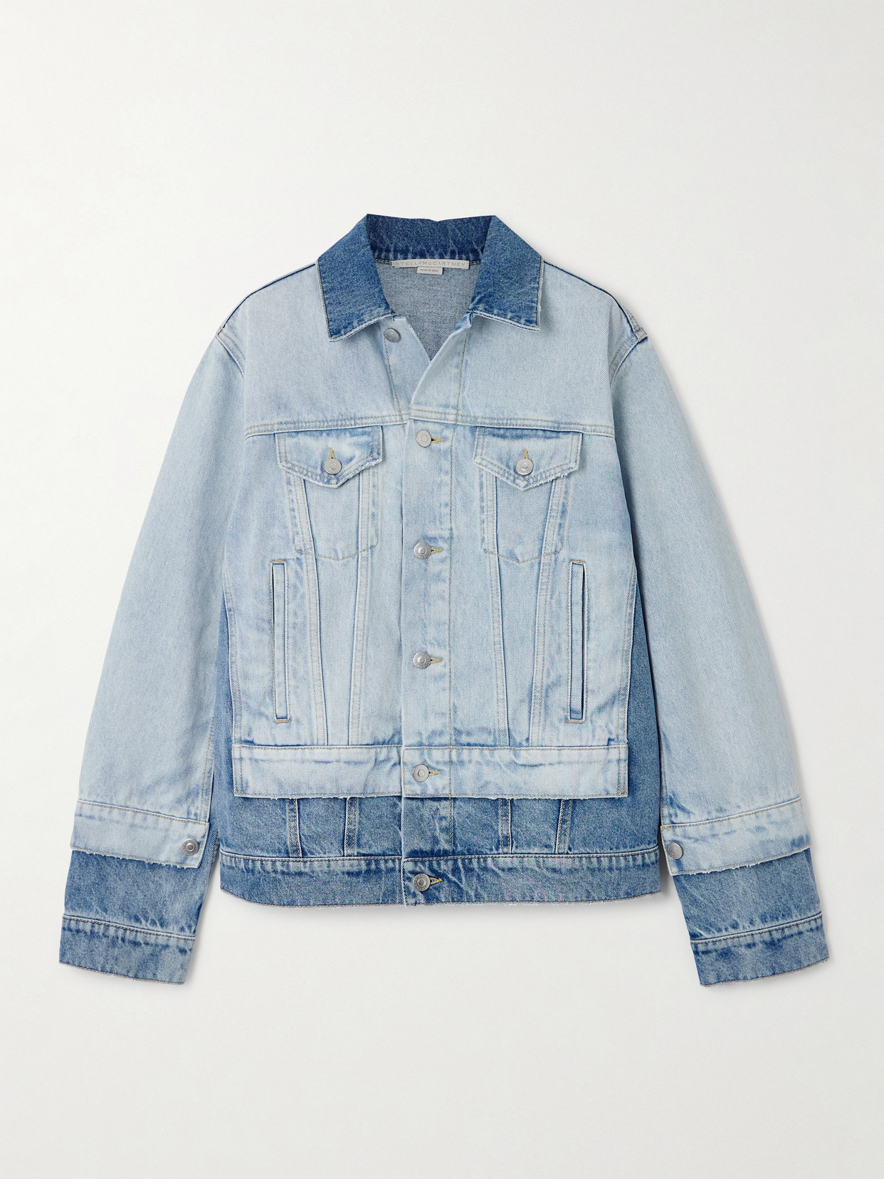 Stella Mccartney Two-tone Paneled Organic Denim Jacket In Blue