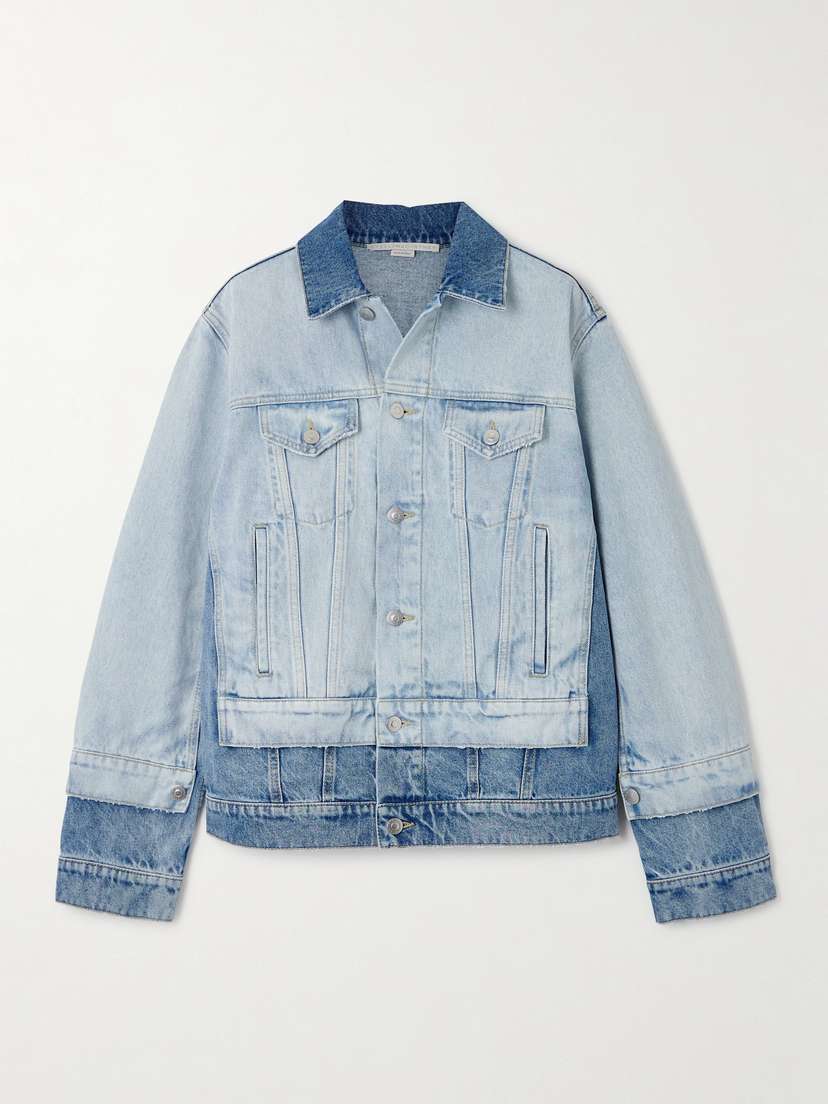 Stella McCartney Two-tone Paneled Organic Denim Jacket