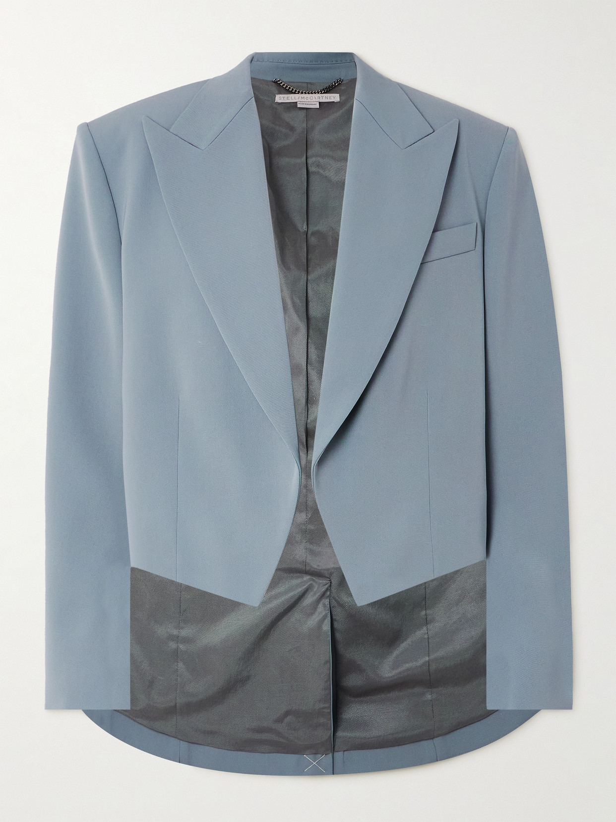 Stella Mccartney Cropped Grain De Poudre Wool-blend Blazer In Blue