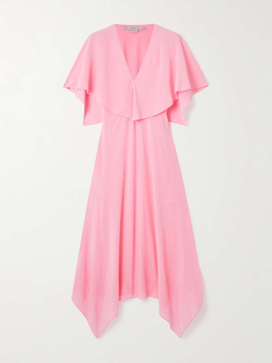 asymmetric draped silk-crepe midi dress