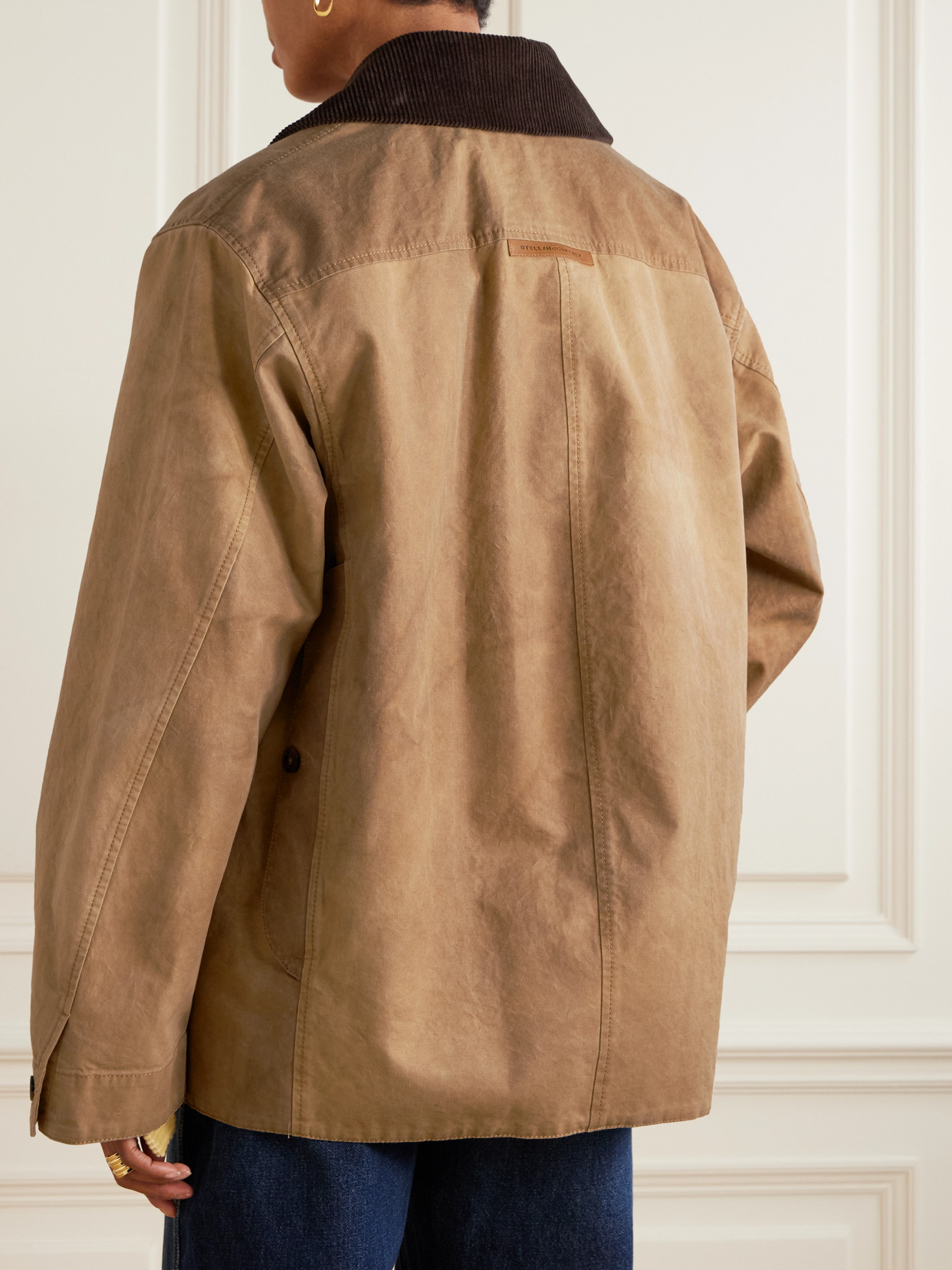 Stella Mccartney Corduroy-trimmed Washed Organic Cotton-canvas Jacket In Brown