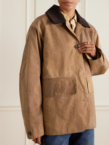 Stella McCartney Corduroy-trimmed washed organic cotton-canvas jacket