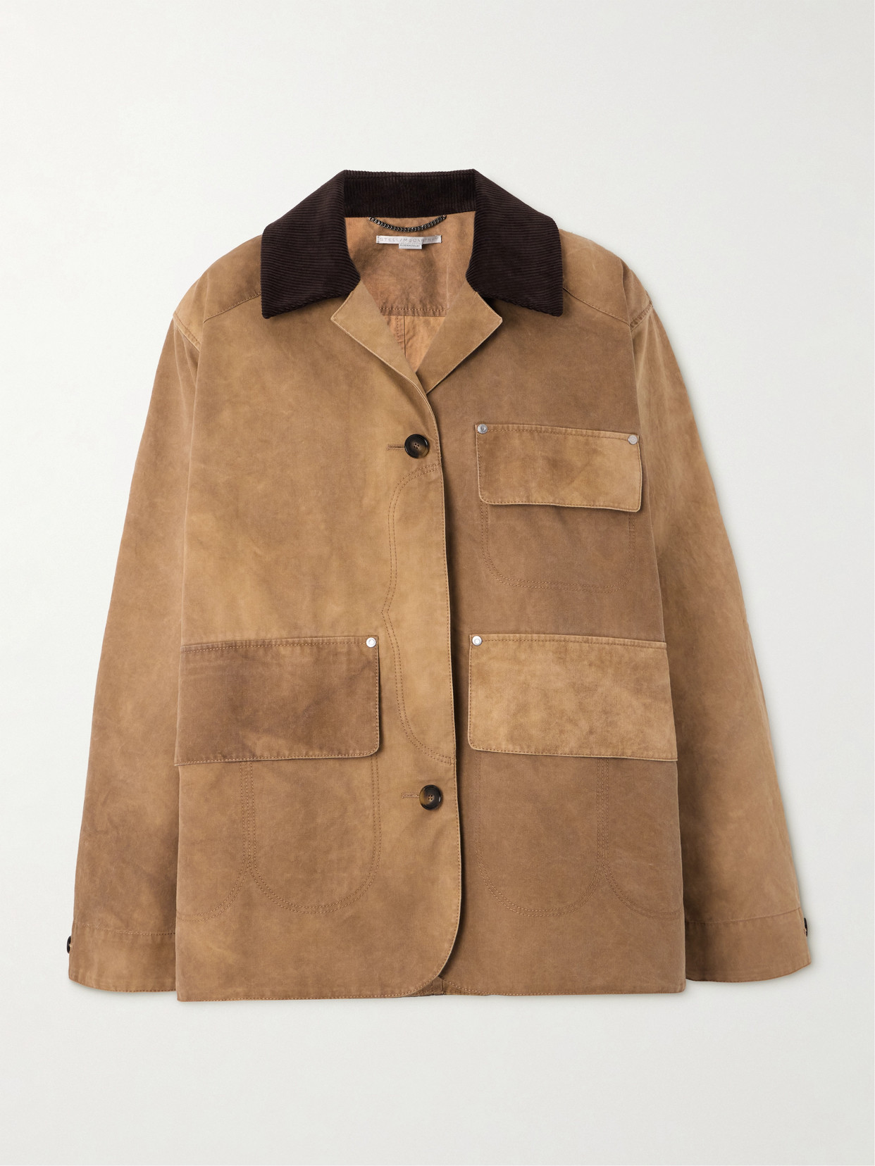 Stella McCartney - Corduroy-trimmed Washed Organic Cotton-canvas Jacket - Tan