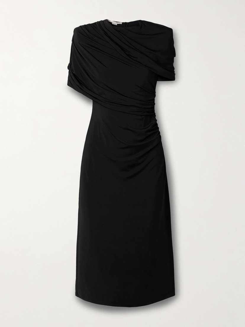 Stella McCartney Draped Cape-effect Stretch-jersey Midi Dress