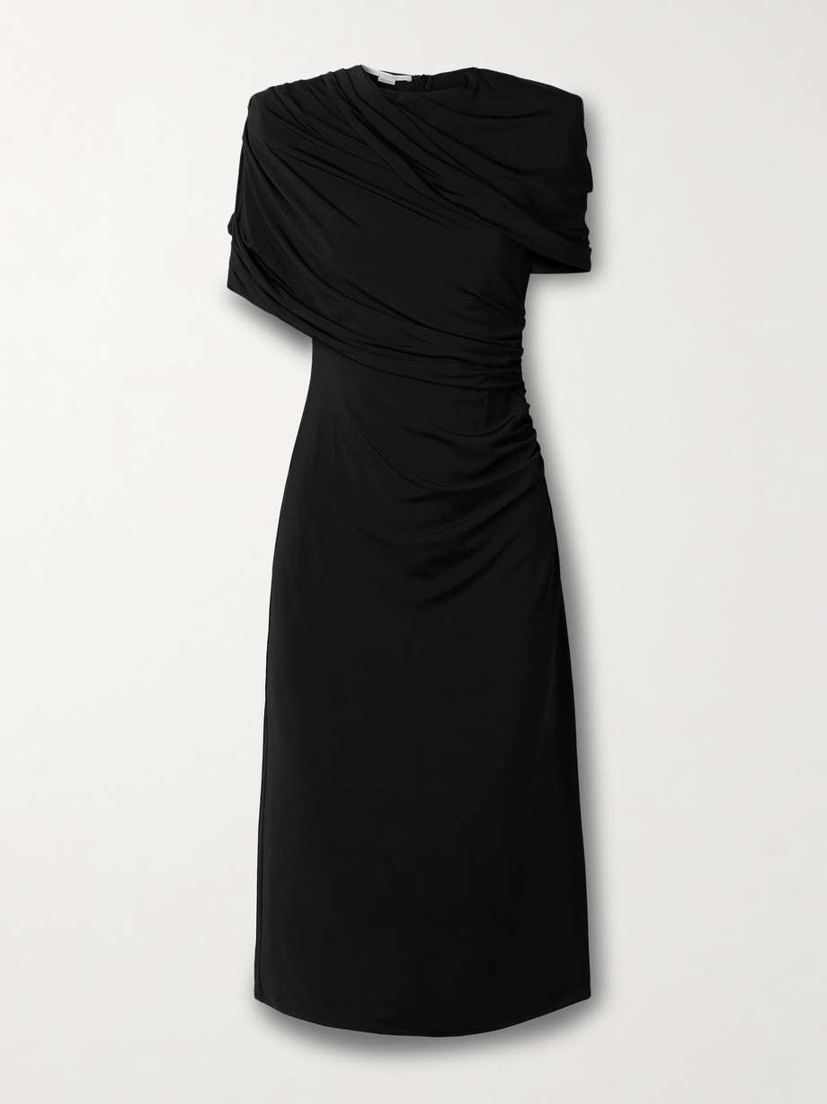 draped cape-effect stretch-jersey midi dress