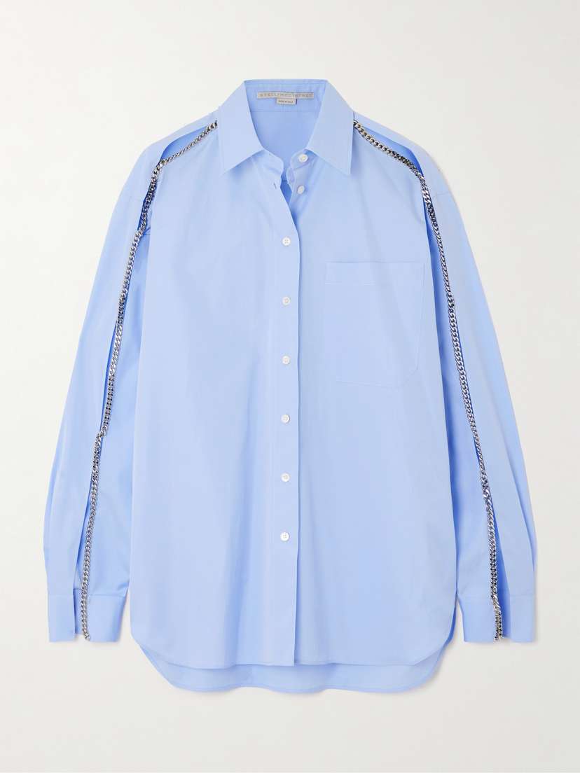 Stella McCartney Chain-embellished Cutout Organic Cotton Oxford Shirt