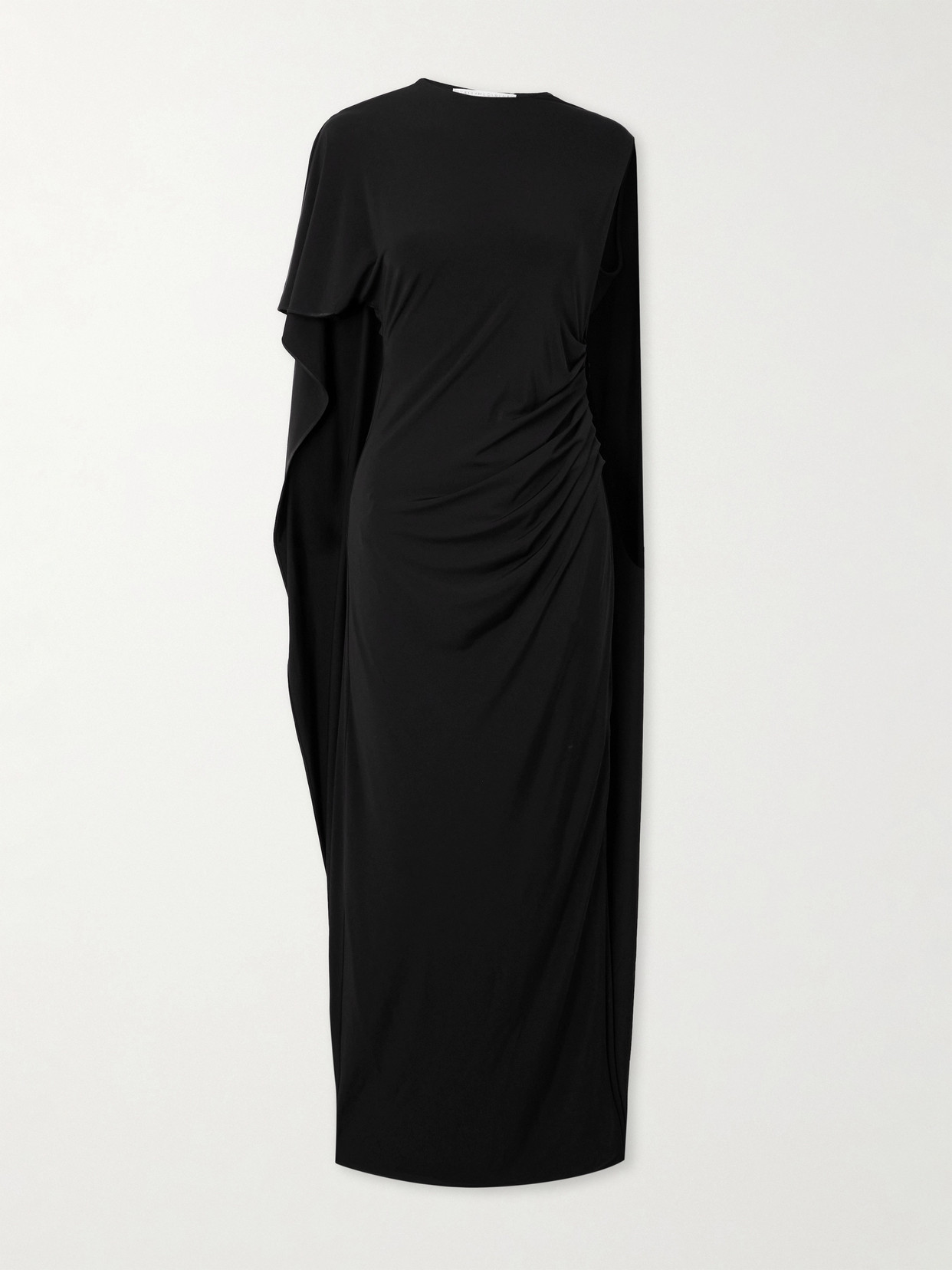 Stella Mccartney Asymmetric Cape-effect Stretch-satin Gown In Black