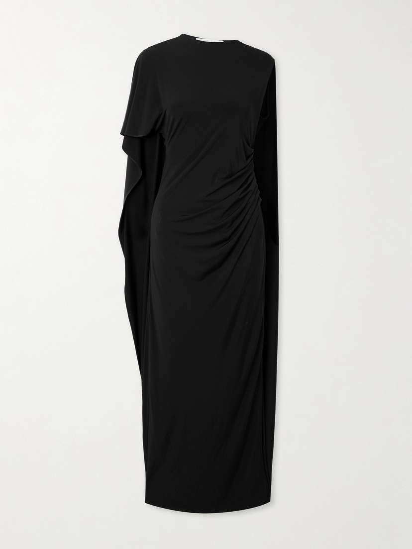 Stella McCartney Asymmetric Cape-effect Stretch-satin Gown