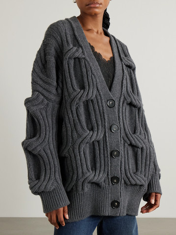 Stella McCartney Falabella cable-knit wool cardigan