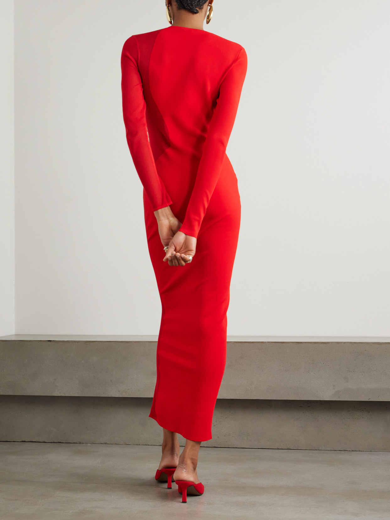 Stella Mccartney Miracle Paneled Knitted Midi Dress In Unknown