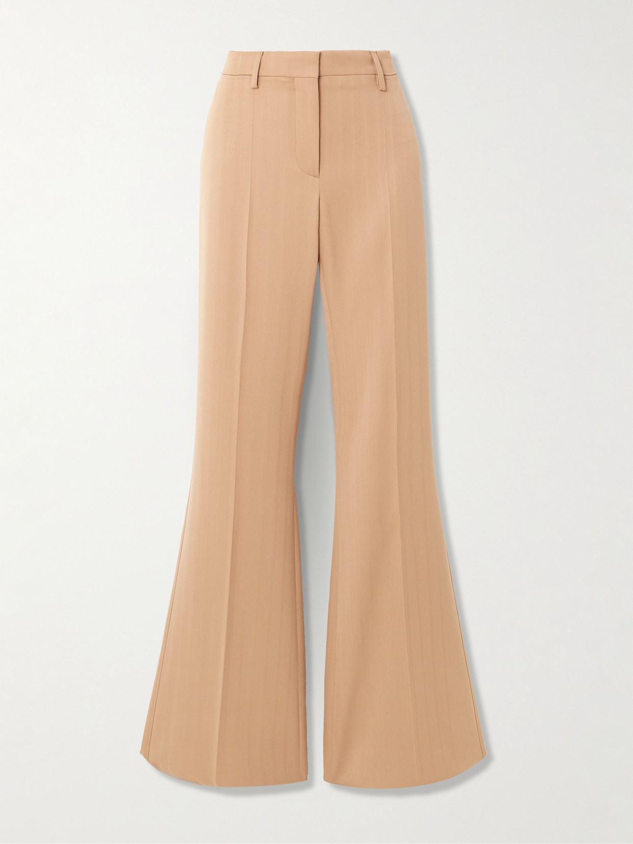 Stella Mccartney Pinstriped Wool-blend Flared Pants In Brown