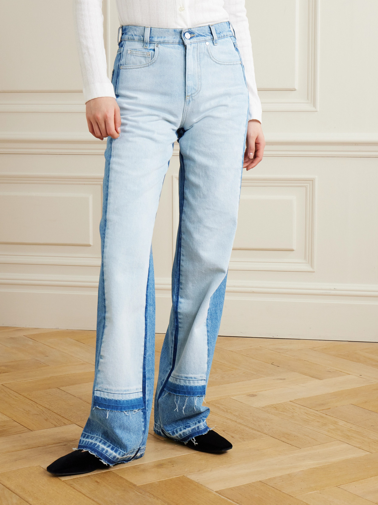 Stella Mccartney Straight-leg Jeans With Contrasting Panels In Blue