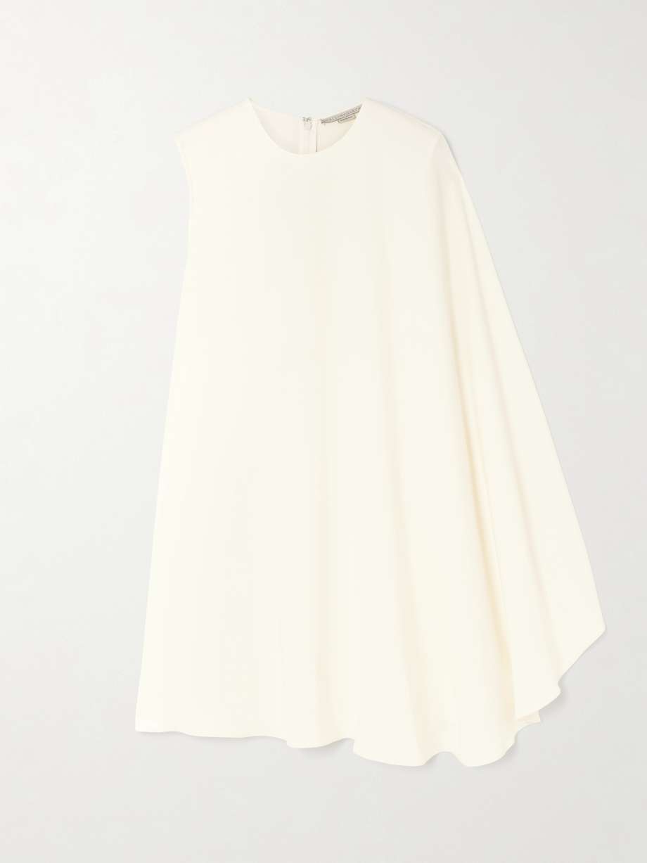 one-shoulder crepe mini dress