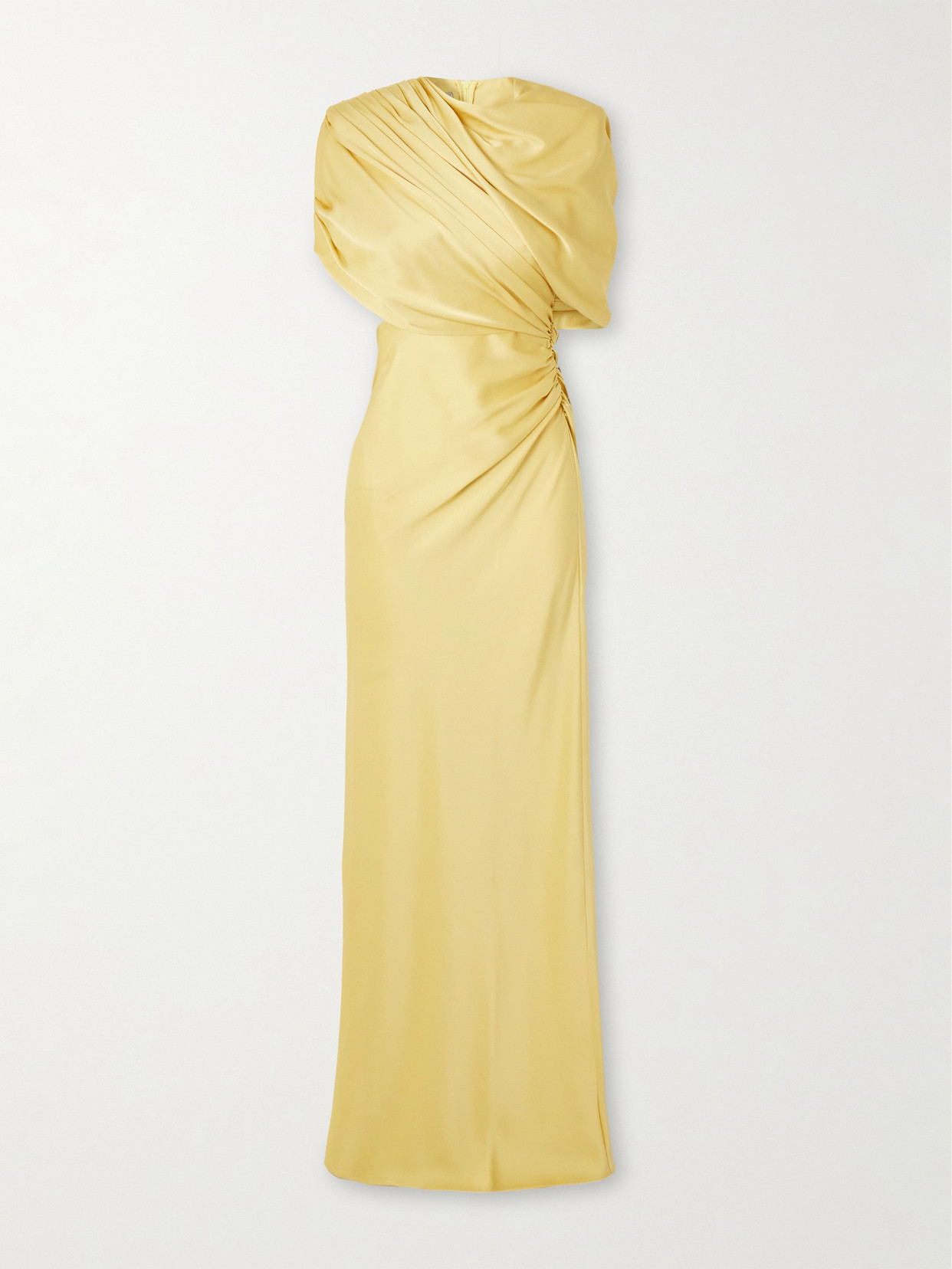 Stella McCartney - Open-back Cape-effect Draped Satin Gown - Yellow