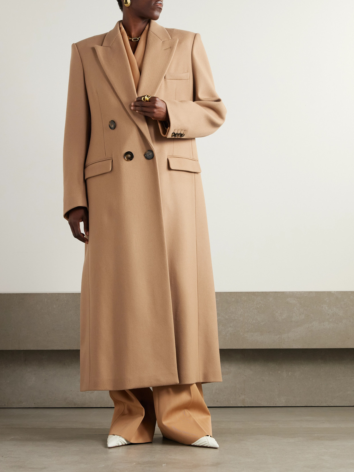 Stella Mccartney Oversized Double-breasted Wool Coat In Brown