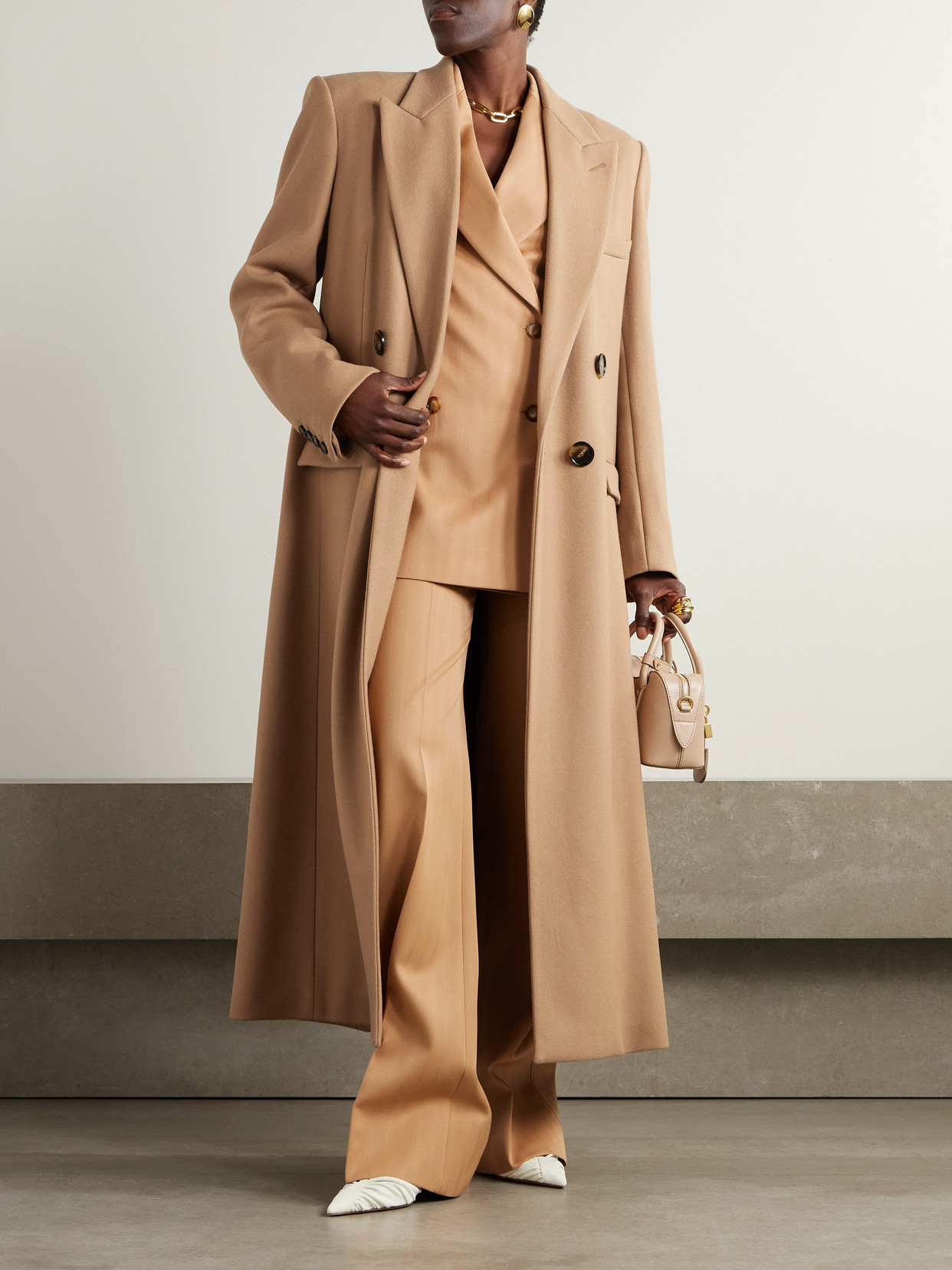 Stella Mccartney Oversized Double-breasted Wool Coat In Brown