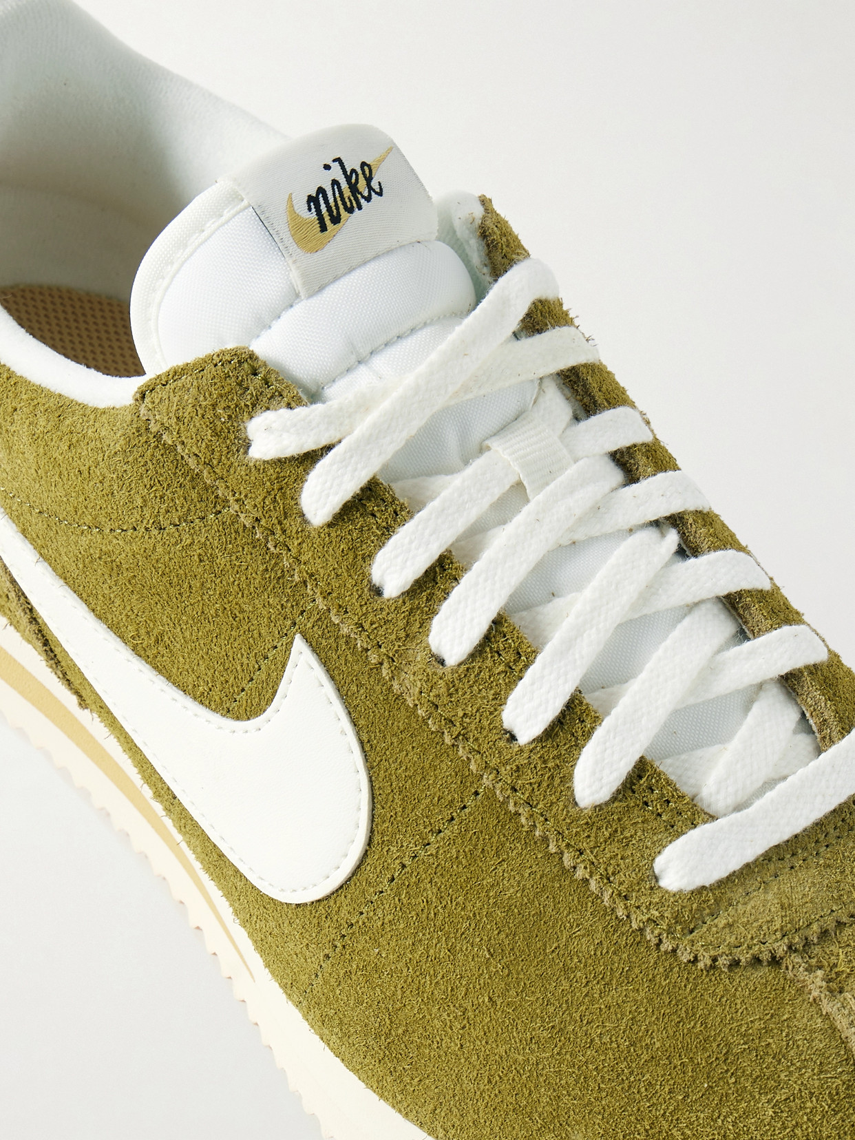 Nike Cortez Se Leather-trimmed Brushed-suede Sneakers In Green