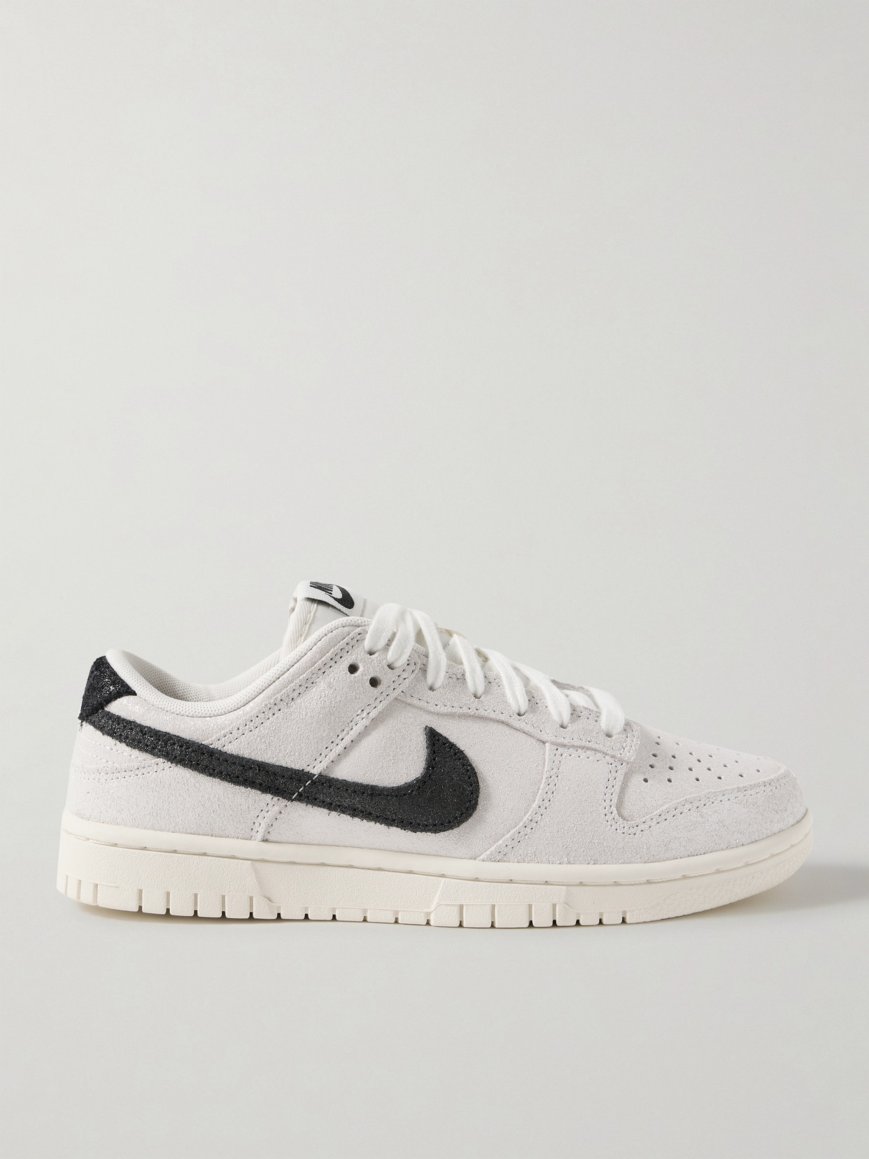 Nike Dunk Low Se Glittered Leather And Suede Sneakers In Off-white