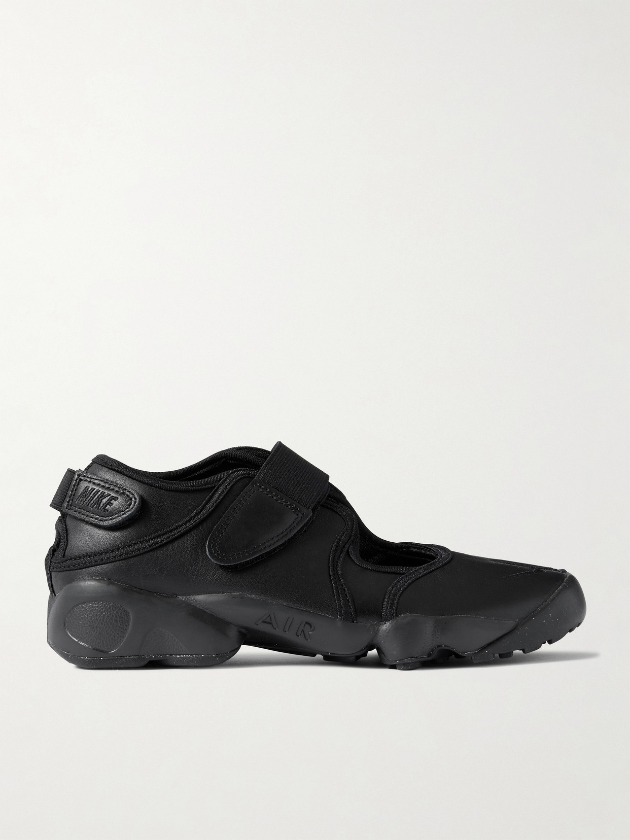 Nike Air Rift Split-toe Leather-trimmed Mesh Sneakers In Black