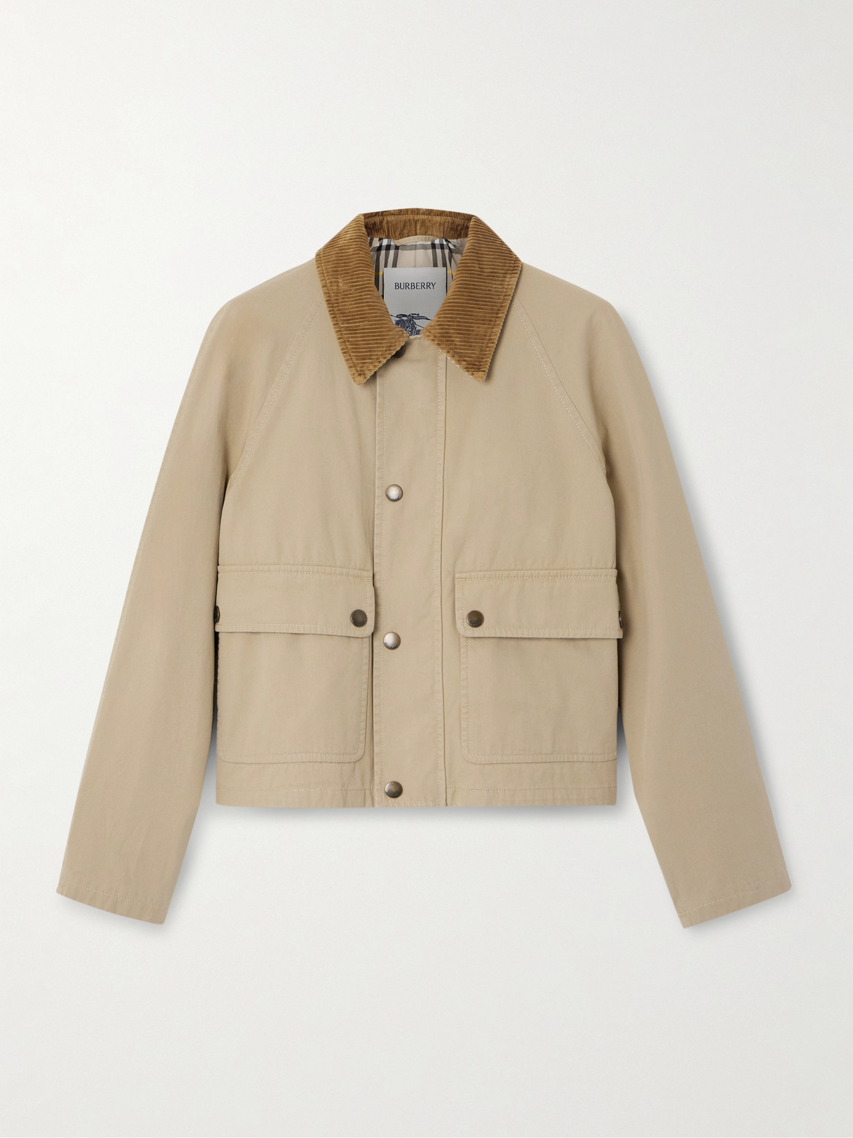 Burberry Cotton-corduroy-trimmed Quilted Shell Jacket In Neutrals