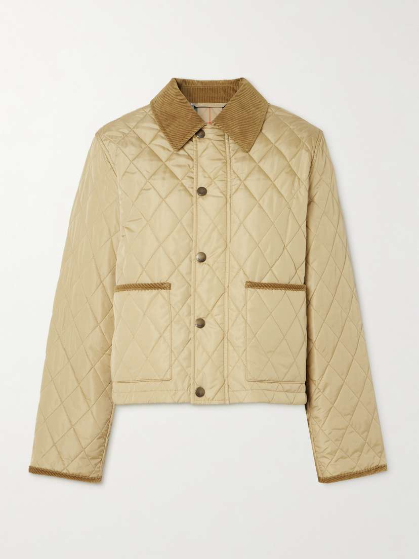 Burberry Cotton-corduroy-trimmed Quilted Shell Jacket