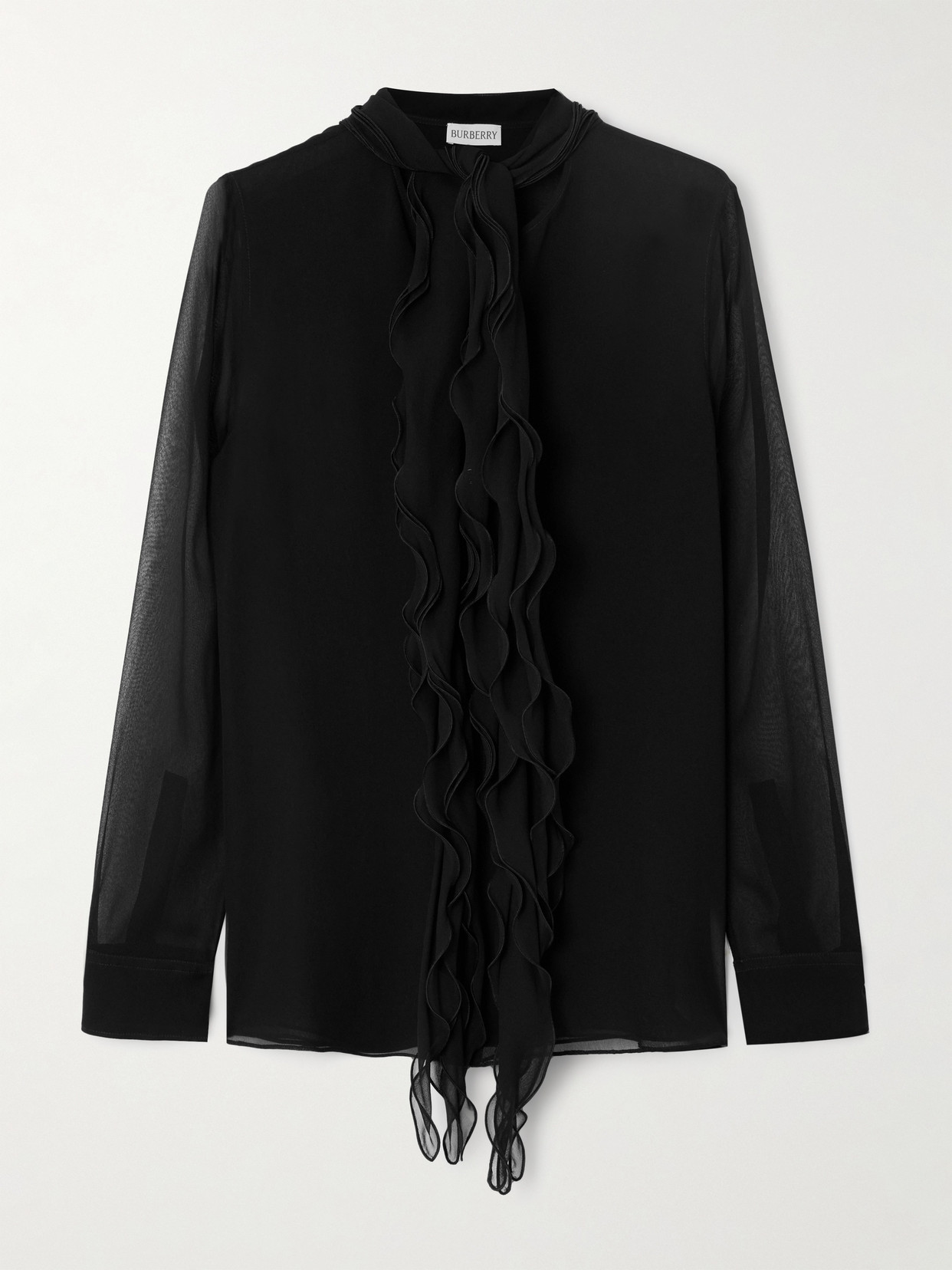Burberry Ruffled Silk-chiffon Blouse In Black