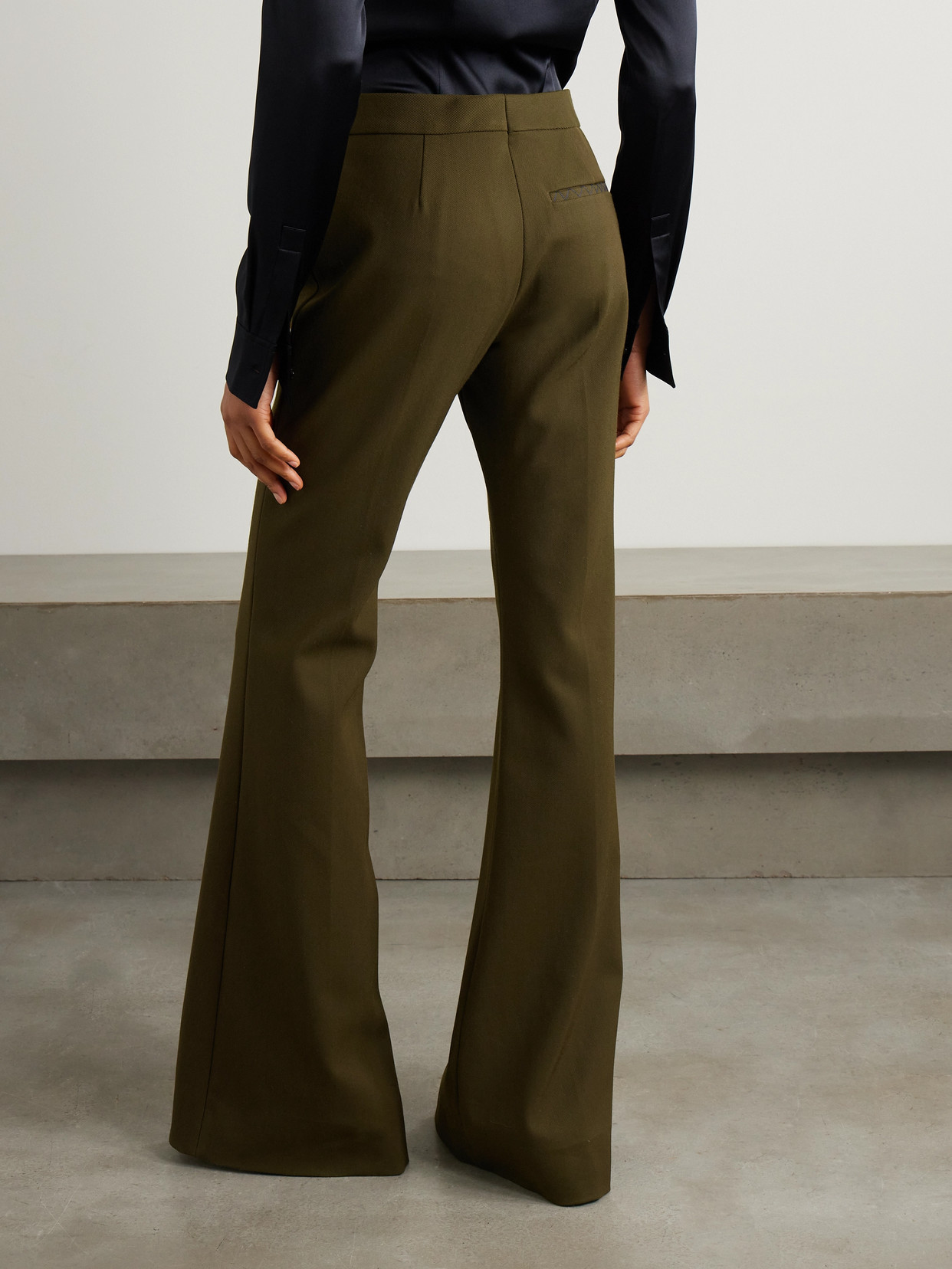 BURBERRY TWILL FLARED PANTS