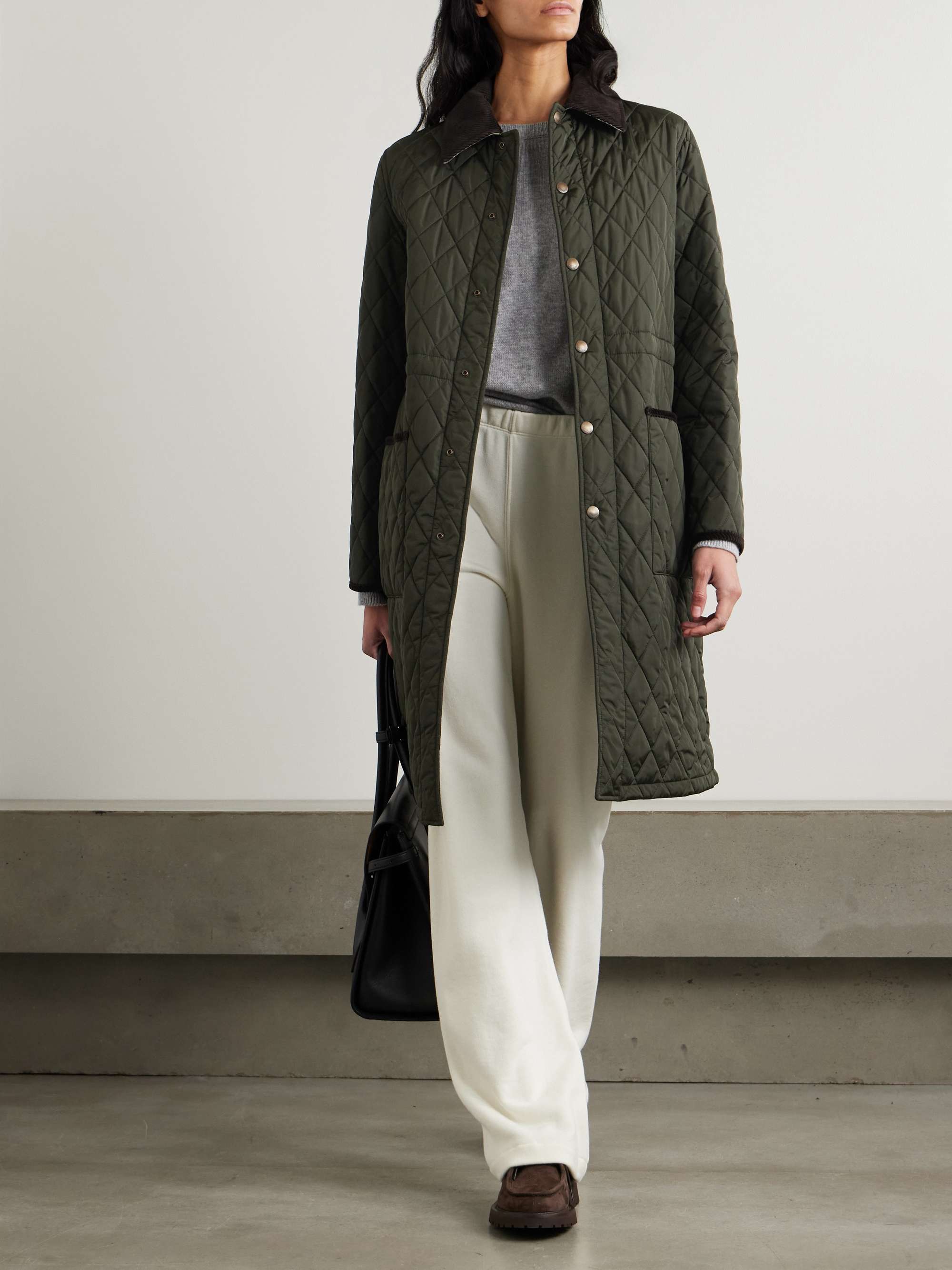 BURBERRY Corduroy-trimmed quilted shell jacket | NET-A-PORTER