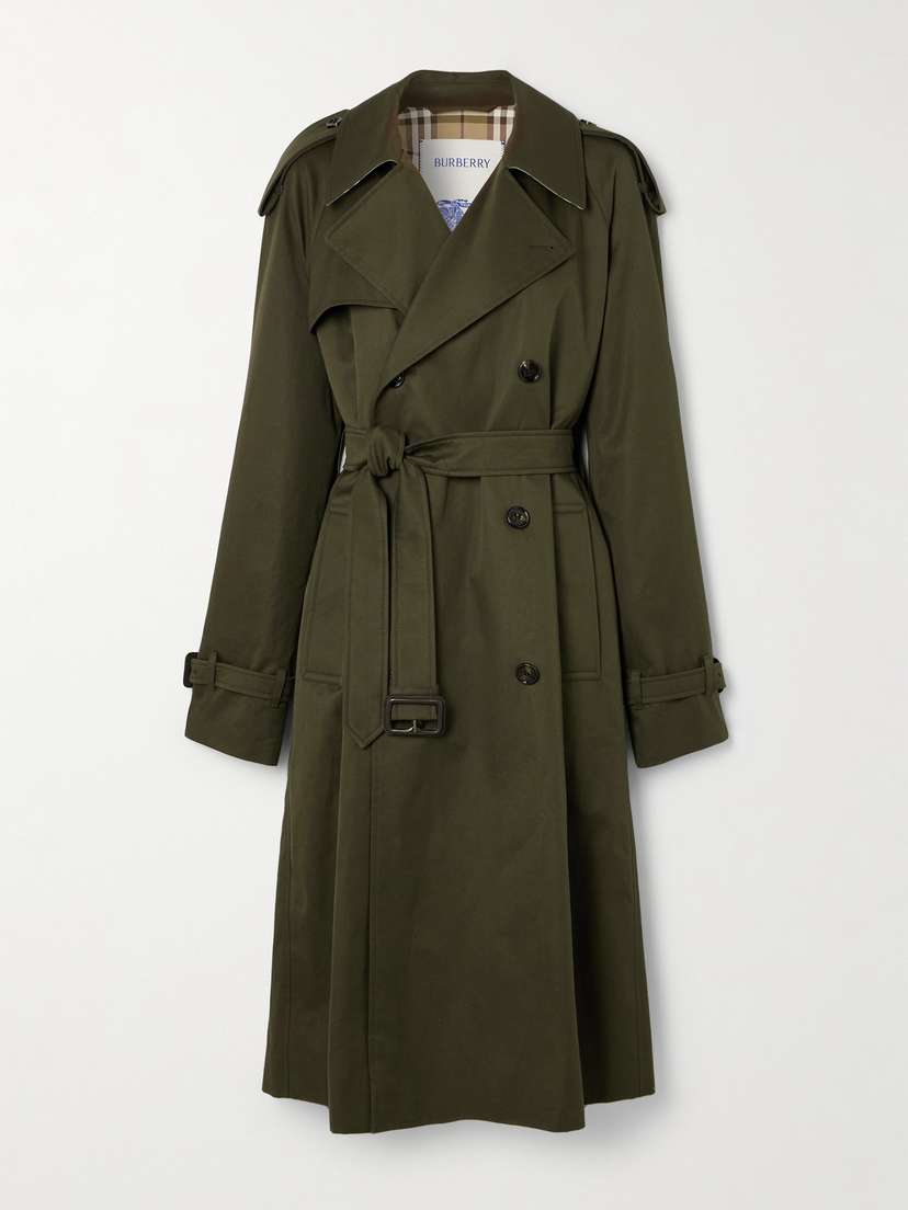 Burberry Double-breasted Belted Cotton-gabardine Trench Coat - UK 4